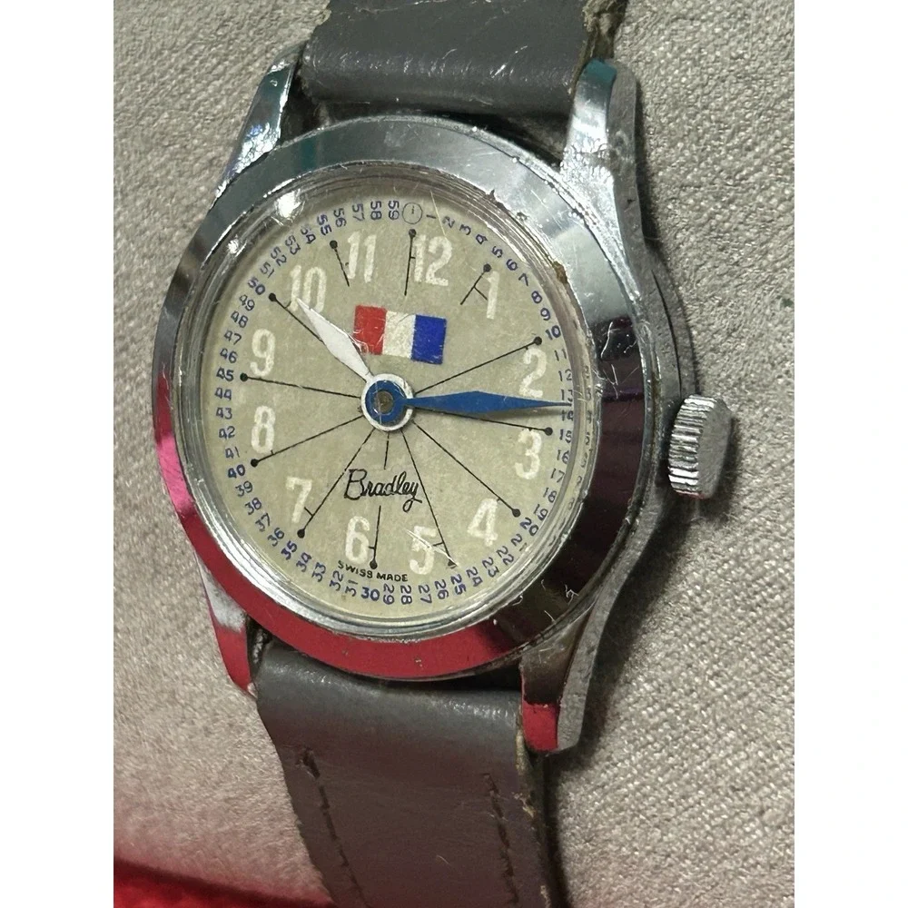 Vintage Bradley France Flag Logo Wind Up Womens Watch Swiss Made AS IS